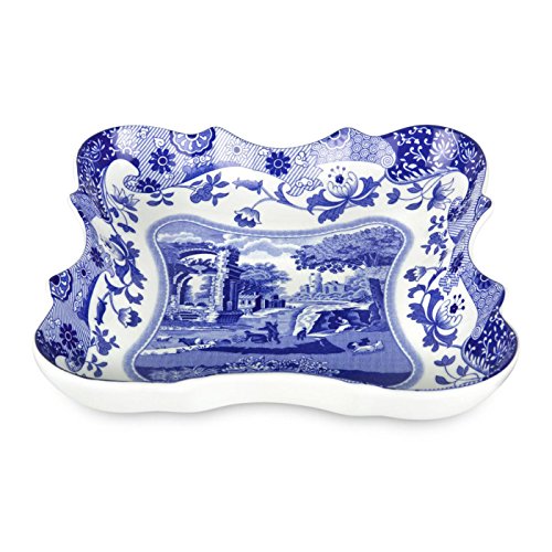 Spode Blue Italian Devonia Tray | Serving Bowl | Made Of Porcelain | Shallow Serving Bowl For Salad, Pasta, And Fruit | Measures 14 Inches | Dishwasher Safe #TOP1