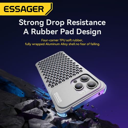 Coque iPhone 13 Pro mince anti-chute en métal argenté avec aération