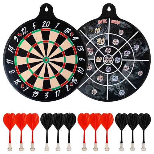 Ruthless | Planche de combat | Jeu de fléchettes familial double face | Magnétique | Comprend 4 jeux de fléchettes magnétiques.