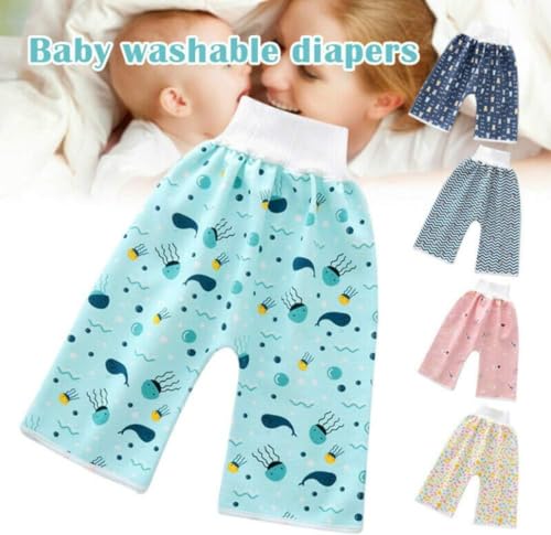 Shorts de fraldas para crianças 2 em 1 confortável, impermeável, absorvente e à prova de vazamento,