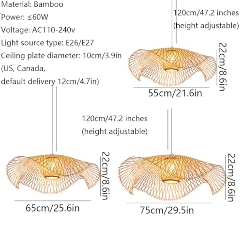EWAIDI Chandeliers, Coastal Rattan - Large Weave Hangilight Fixture for Kitchen Island & Diniroom/Color/75Cm - Image 6