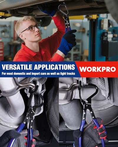 WORKPRO Exhaust Hanger Removal Tool &ndash; Heavy-Duty Exhaust Hanger Pliers for Car & Truck Rubber Exhaust Hangers Muffler Hanger, Non-Slip Grip, Compatible with Most Domestic & Imported Exhaust Systems