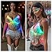 Women Sequin Light Up Bra Rave Tops Belly Dance Costume Sequin Tassel Chest Party Club Wear Burning Man (One Size Grey)