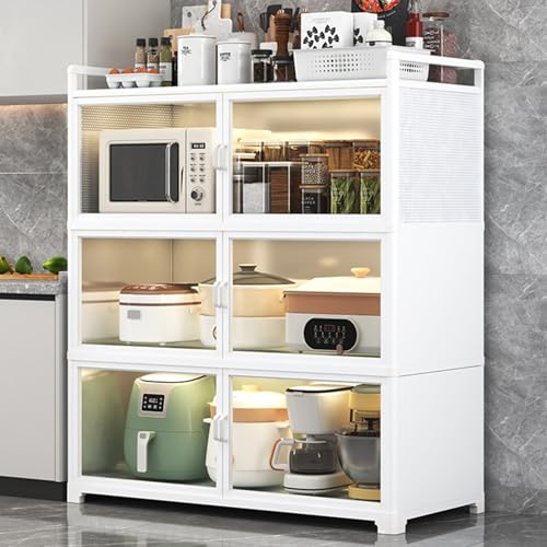 Küchenaufbewahrungsschrank mit Aufsatz und Mikrowellenständer, hoher Vorratsschrank für Küche, Wohnzimmer, Schlafzimmer, Badezimmer, Büro, Bäckerregal mit Aufbewahrung, Küchengeräte-Nizer (6