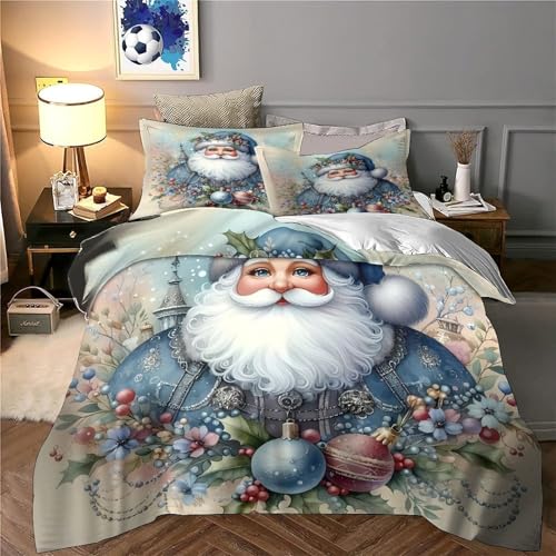 Housse de couette Père Noël 200x200 en microfibre douce avec fermeture éclair - 5