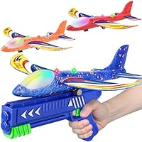 Winstico Geschenk Spielzeug Flugzeug für 5 Jahre Kinder: Styroporflieger mit Katapultpistole – Outdoor Kinderspielzeug – Wurfgleiter für Jungen Mädchen ab 3 4 5 6 7 8