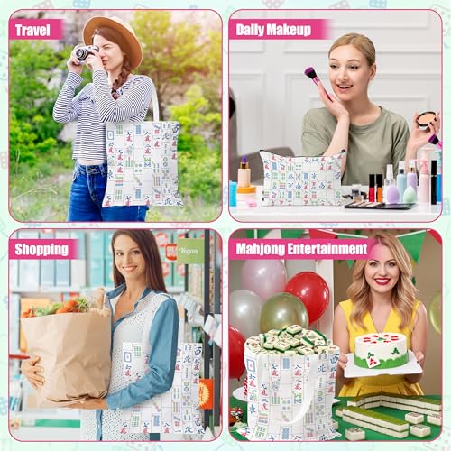 Image of Y1tvei Canvas Bags Gifts, Tote Bag with Makeup Pouch, Birthday Party Favors