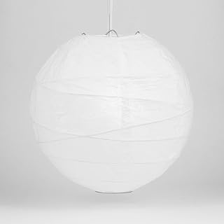 Luna Bazaar Premium Paper Lantern Lamp Shade (18-Inch, Free-Style Ribbed, Perfect White) - Chinese/Japanese Hanging Decoration - for Parties, Weddings, and Homes