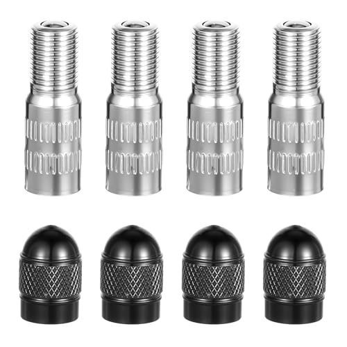 JIYIN Lot de 4 rallonges de valve de voiture - 27 mm - Rallonge de valve de voiture - Adaptateur d'extension - Capuchon de valve - Rallonge pour scooter, voiture, camion