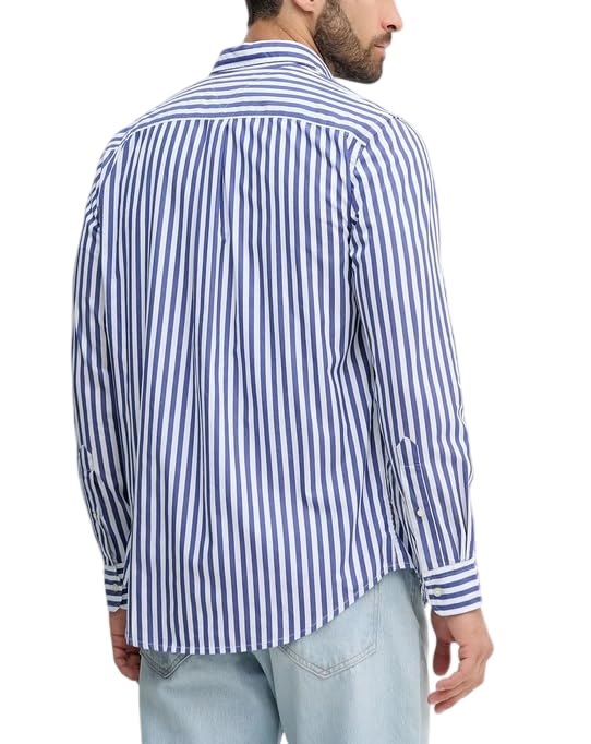 Tommy Hilfiger Koszula męska L/S, Niebieski (Wedge Blue/Stripe), M