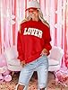 MAPICK Valentine Sweatshirts for Women Funny Letter Printed Chenille Patch Pullover Sweaters Long Sleeve Oversized Tops #1