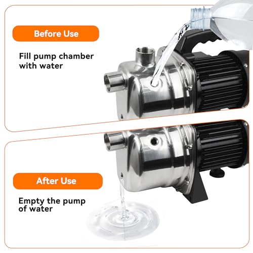 BACOENG 1.6 HP Water Transfer Pump Sprinkler Garden Pump, 1000GPH Lawn Pressure Booster Pump, Lake Pump for Irrigation and Water Draining, w/Check Valve & 3/4\" Garden Hose Adapters