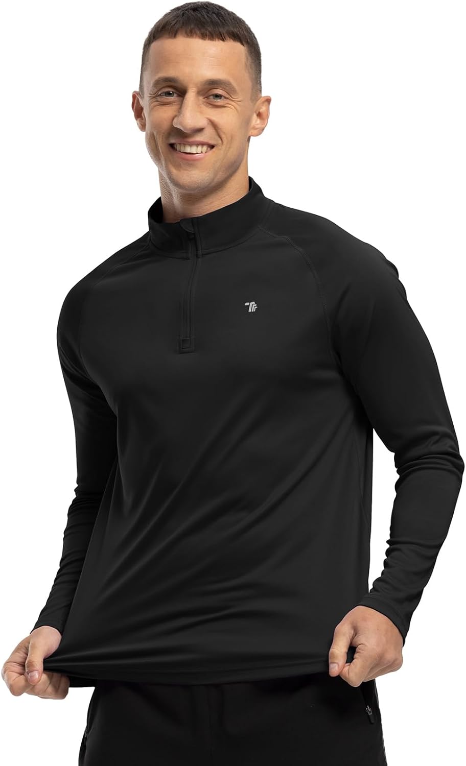 BASUDAM Men's Workout Shirts Quick Dry UPF 50+ Sun Protection Long Sleeve Quarter Zip Pullover Athletic T-Shirts - Image 4