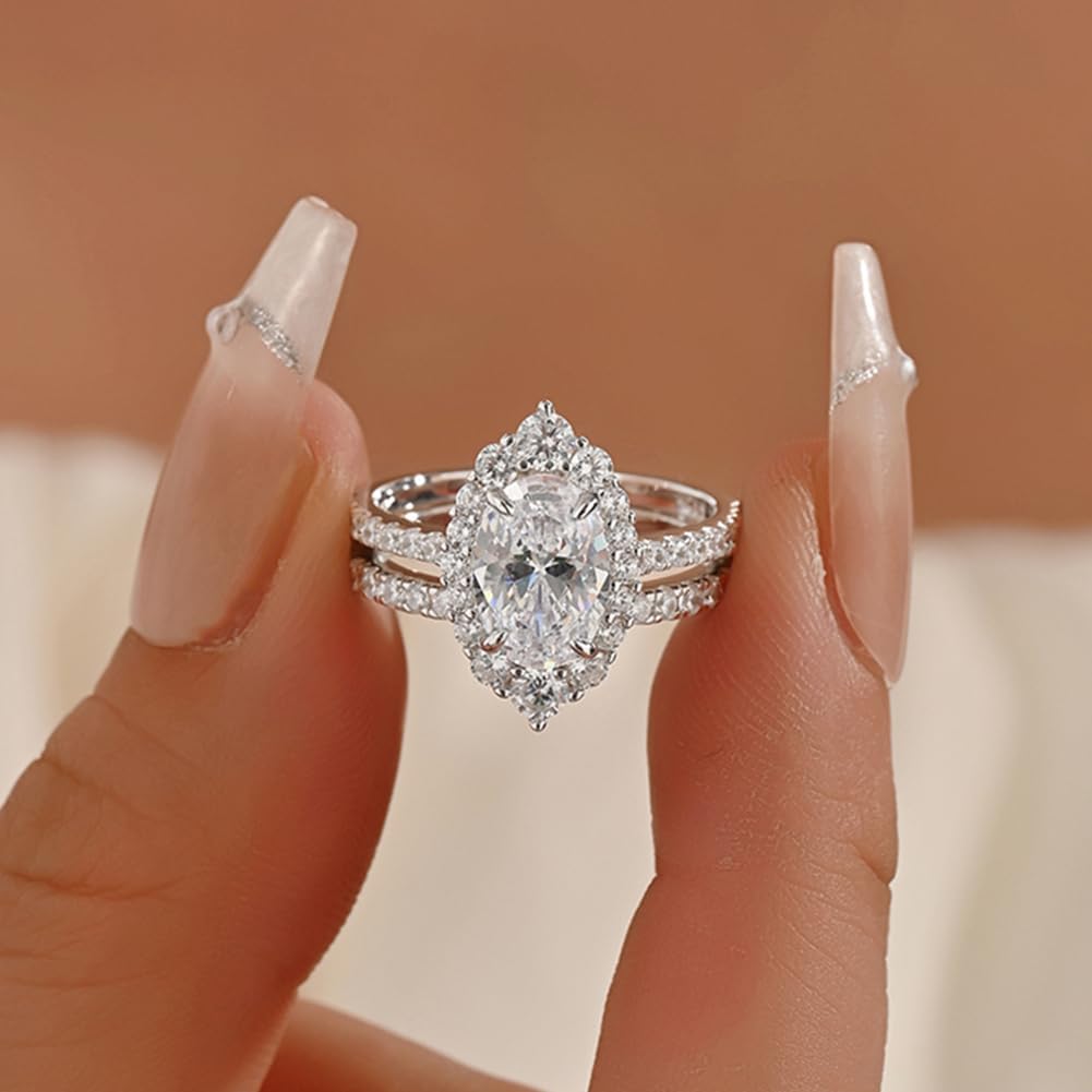 925 Sterling Silver CZ Cubic Zirconia Engagement Rings Wedding Bands Bridal Sets for Women