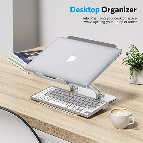 Omoton Adjustable Laptop Stand, Ergonomic Aluminum Laptop Holder Riser With Cooling Function, Compatible With Macbook Pro/Air, Dell, Hp, Lenovo And All Laptops (11-17.3 Inch), Silver #TOP2