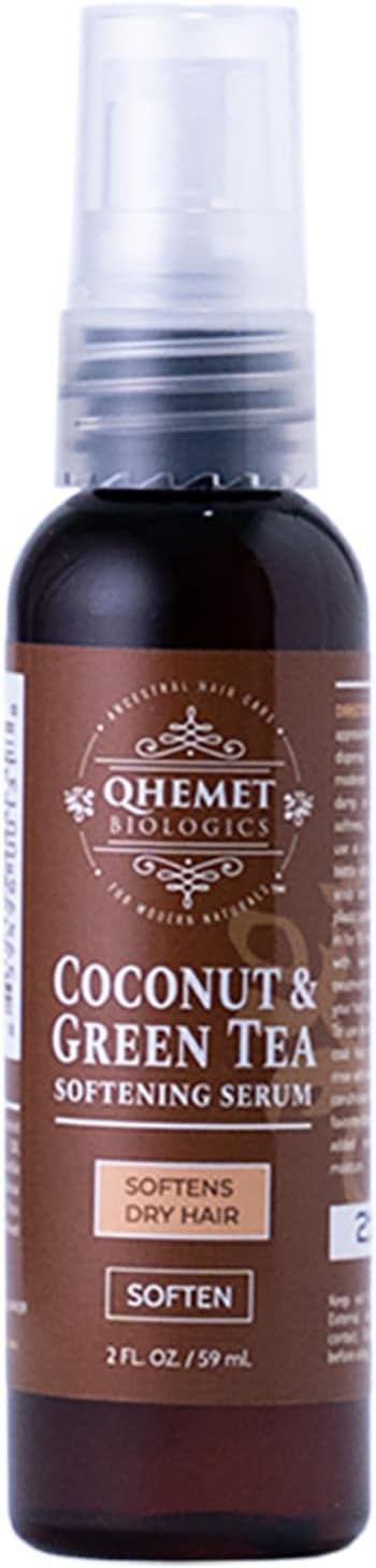 Coconut & Green Tea Softening Serum - Lightweight Hair Serum to Soften, Smooth & Revitalize Dry Hair - Adds Slip and Shine to Thin, Fine, Low Porosity Strands (2 oz)