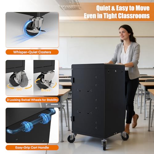 Image of Meteteel 30 Device Charging Cart for Chromebook iPad Laptop K-12