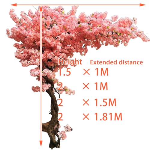 Arbre de simulation cerisier plante artificielle rose déco 2x1 - 4
