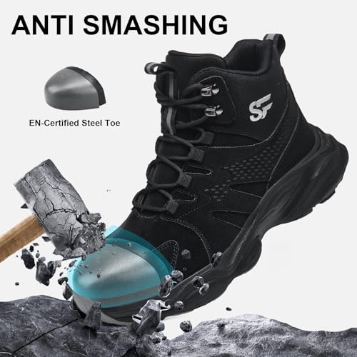 Image of Steel Toe Shoes for Men, Work Shoes for Men,Indestructible Steel Toe Boots,Industry Construction Safety Work Boots for Men,Puncture Proof Construction Safety Shoes