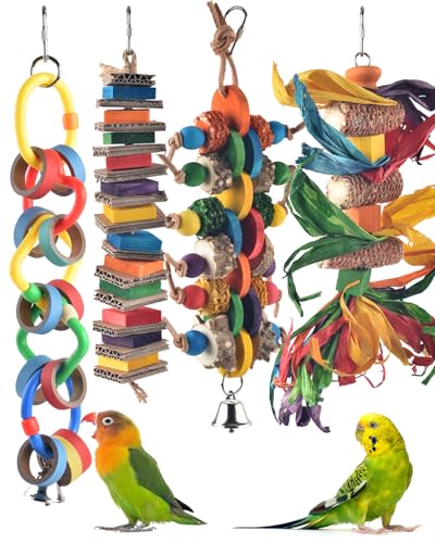 4-PCS-Bird-Chew-Toys-Multicolored-Bagel-Cascade-Bird-Parrot-Toy-Biting-Paper-Cardboard-Olympic-Rings-Conures-Toys-for-Amazon-Cockatiels-Cockatoos-Macaws-and-Similar-Sized-Pet-Birds 4 PCS Bird Chew Toys, Multicolored Bagel Cascade Bird Parrot Toy Biting Paper Cardboard Olympic Rings Conures Toys for Amazon Cockatiels Cockatoos Macaws and Similar Sized Pet Birds - Image 1