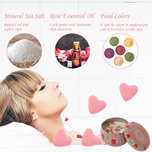 Noiclub Bath Bombs With Scented Candles Gift Sets For Women Heart Shaped Bubble Natural Essential Oil Spa Bath Fizzies Aromatherapy For Women Girlfriend Wife Birthday Valentines White Day Gift #TOP3