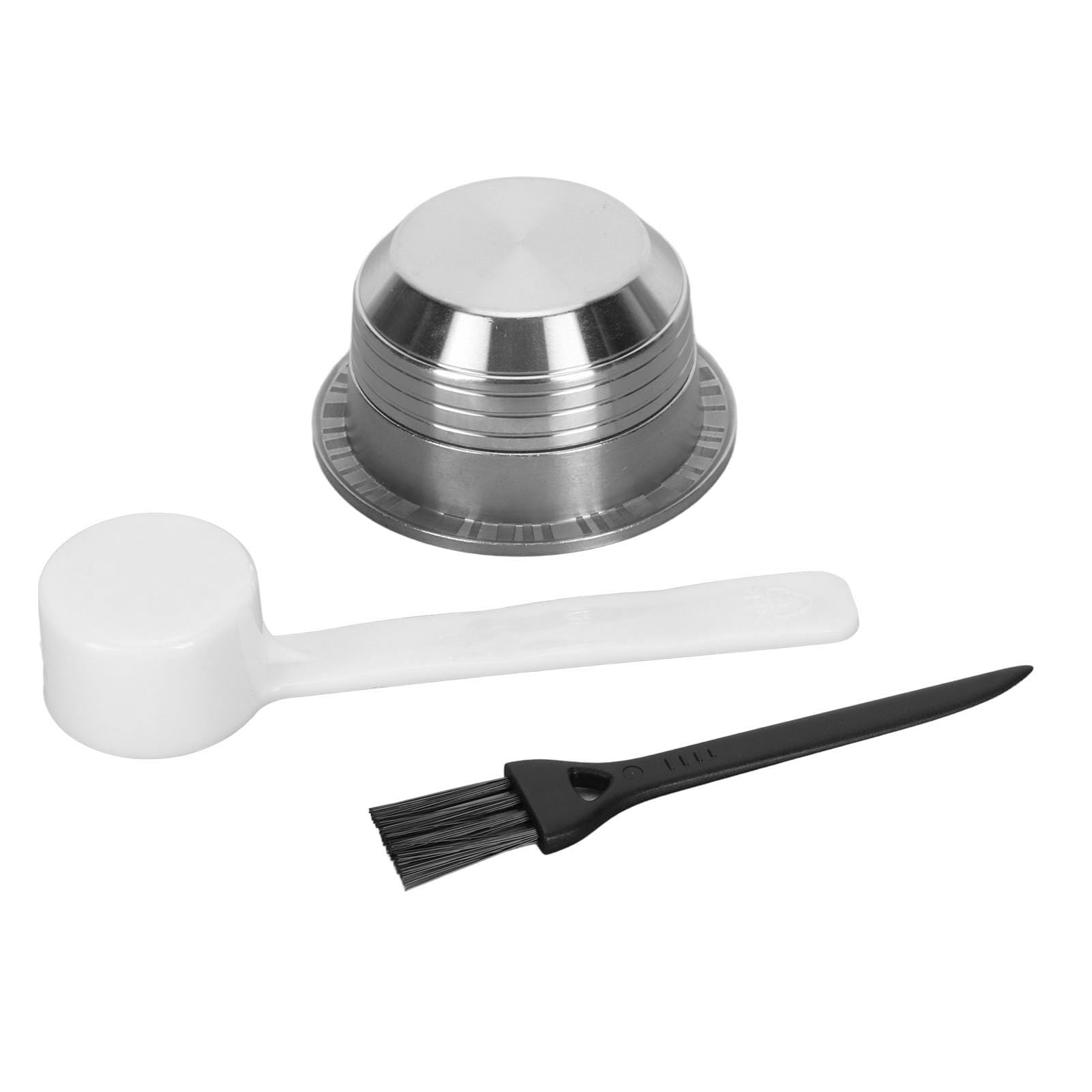 Cápsula de café Reutilizable, Tapas de Cápsulas de café Lisas de Acero Inoxidable y Plástico Recargables con Cepillo para el Hogar