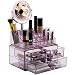 Sorbus Acrylic Cosmetic Makeup Organizer with Makeup Mirror - Jewelry Storage Case and Removable double sided 3X/1X Magnification Mirror - Spacious Design - for Bathroom, Dresser, Vanity (Purple)