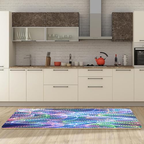 2 tapetes de cocina VAPOKF con luz curva alfombras fluorescentes lavables para pasillo 3