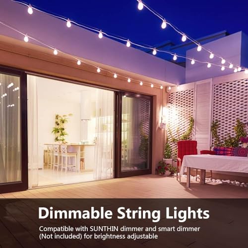 SUNTHIN White String Lights, 48ft White Outdoor Lights with 16 1W Shatterproof LED Bulbs for Patio, Garden, Backyard, Porch, Cafe, Deck, Wedding, Party by SUNTHIN - Image 5
