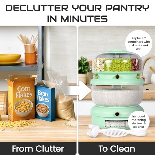 Rice & Multi-Grain Dispenser – Airtight 3-in-1 Rotating Food Storage with Strainer, Holds Up to 22 lbs (12 lb Bulk + 6 Compartments) - Image 4