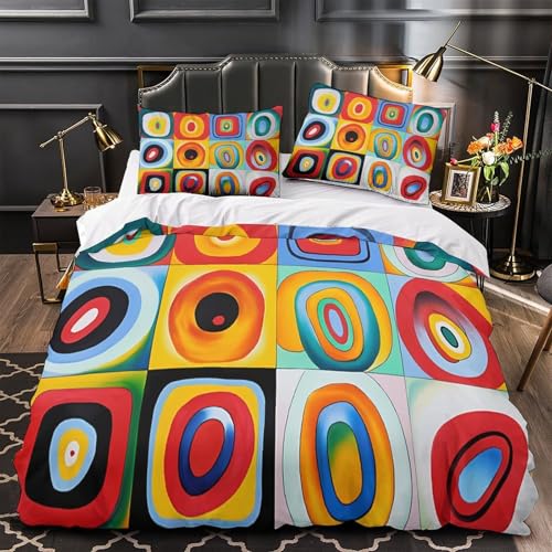 Housse de couette cercles 3D 140x200 microfibre lit simple - 4
