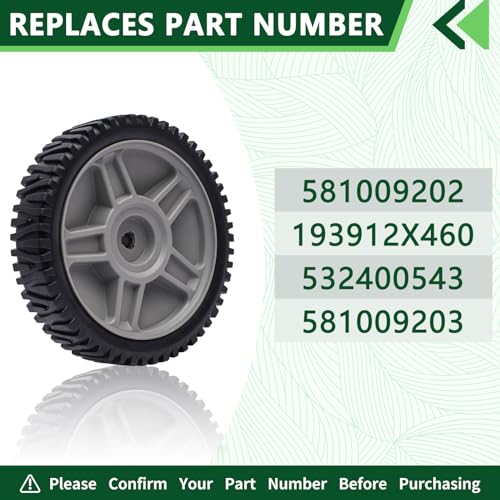2 Pack Lawn Mower Drive Wheels Replaces Craftsman Poulan Husqvarna HOP AYP 581009202 193912X460 8"X1-3/4" - Thumbnail 4