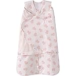 HALO 100% Cotton Sleepsack Swaddle, 3-Way Adjustable Wearable Blanket, TOG 1.5, Watercolor Rose Toss Blush, Small, 3-6 Months