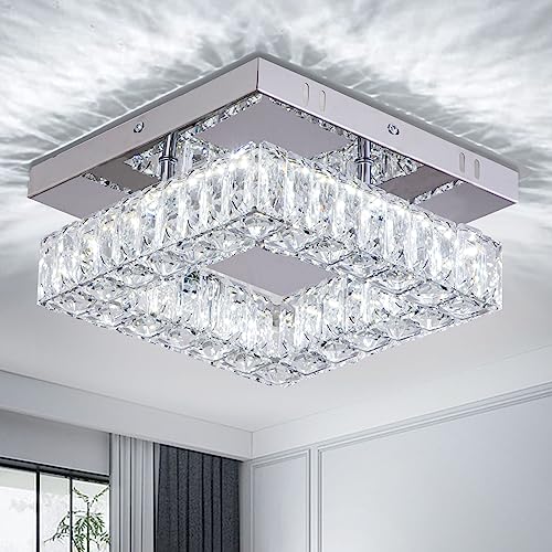 YPQXYHDA Mini Modern Crystal Chandeliers Square Flush Mount