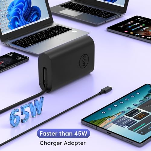 Image of 65W Watt USB Type C AC Power Dell USB Type-C Adapter for Laptop, Latitude 5289 5290 7389 7390 7400- Black De /ll Latitude 3340 3440 3540 5340 5440 5540 7340 7440 7640 9440 2in1 (dell 65W Type-C)