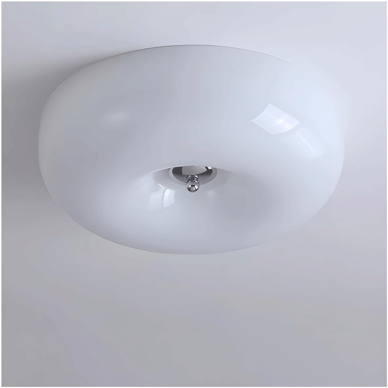DUddTTW Nordic Ceiling Light Fixture Close to Ceiling Light Milk Yellow Glass Ceiling Lamp Round Flush Mount Lighting 3 Color Chandelier(Wei�,40cm/15.7")