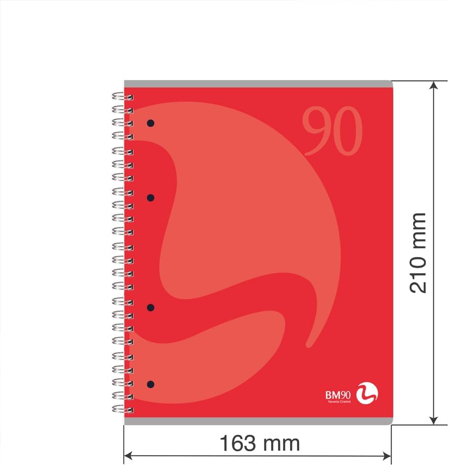 BM BeMore Spiral Block Colour 60 Fg, 0105339, Spiral Block with Holes A5 Size, 1 Row Stripes Without Margins, 90 g/m2 Paper, Assorted Colours, Pack of 5