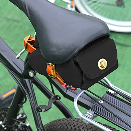 TOURBON Water Resistant Bike Saddle Bag Bicycle Under Seat Pack for Mountain Road Bikes - Canvas and Leather - Thumbnail 6