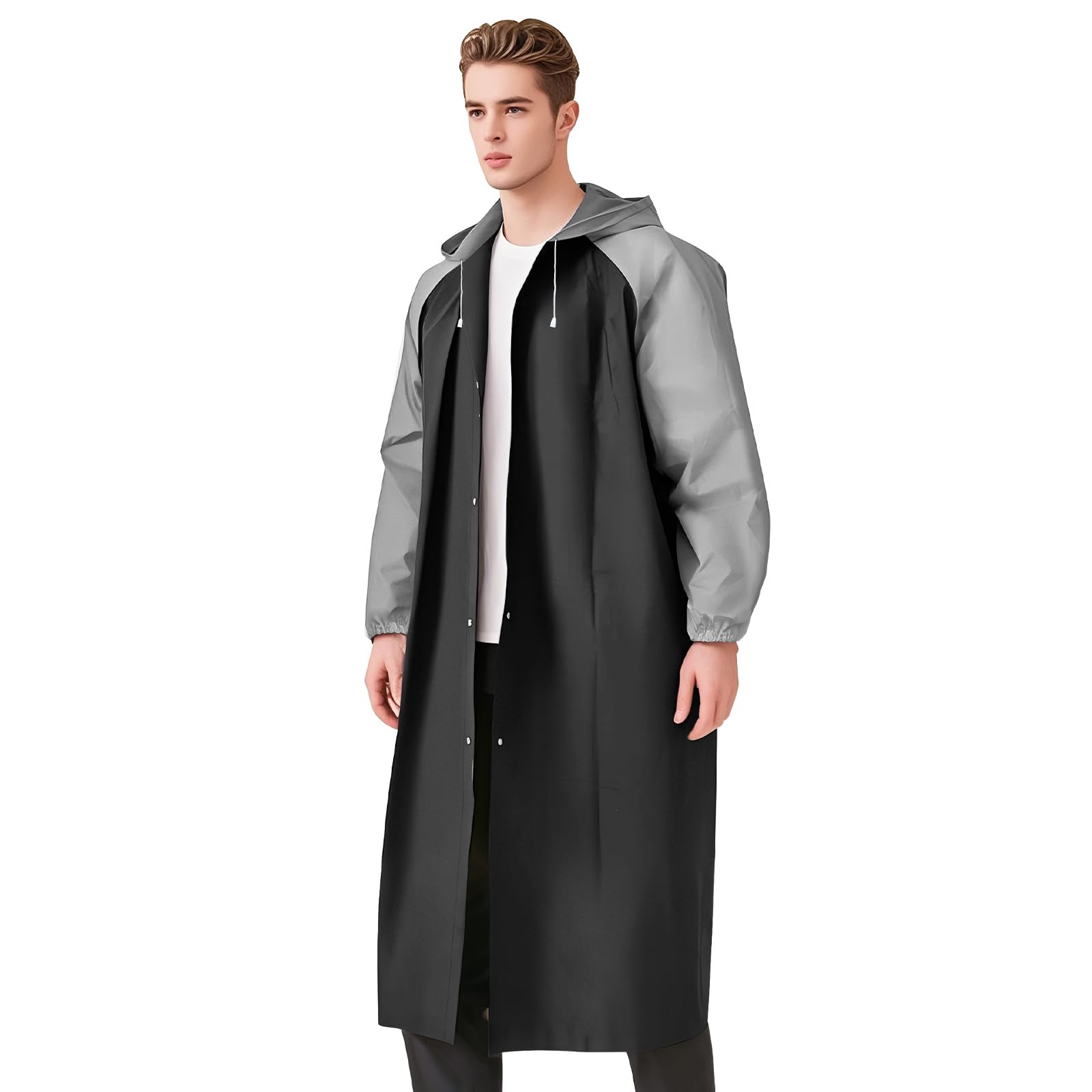 GAOHUI EVA Regenponcho für Erwachsene, Wasserdichter Regenmantel mit Kapuze, Wiederverwendbar Transparentes Regencape für Wandern, Radfahren, Camping & Reisen