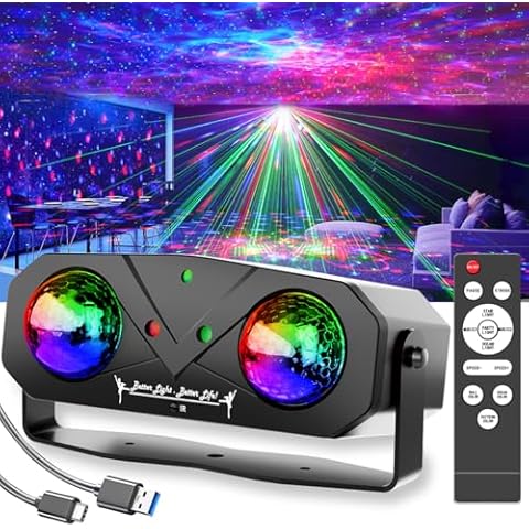 Party Light Disco Ball Light Dj Light Disco Light Ocean Light Star Light Projector Dance Light Sound Activated with Remote Control Stage Light Strobe Light for Parties KTV Christmas Halloween Décor Cover