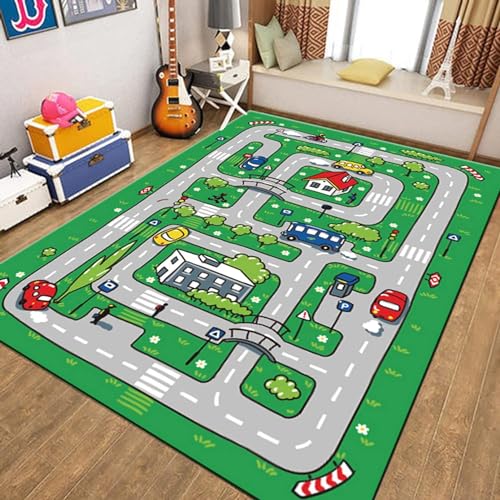 カーペット ラグ 道路 キッズ 160*240cm プレイマット ロードマップ 軽量で通気性 滑り止めマット ベビーマット 耐摩耗性 おしゃれ キッズ 数字柄 英字柄 女の子 子供部屋マット 柔らかい 大判 コンフォート 1年中使える 遮音防ダニ加工 ベッ