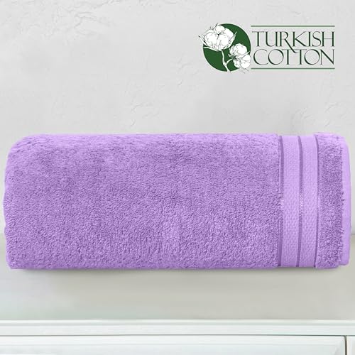 Image of Elegant Comfort Three Line Popcorn Extra Large Luxury Bath Towel - 40 inch x 80 inch inch, Premium Hotel Spa Quality 1 Piece Oversized Bath Sheet 100% Turkish Cotton Super Soft Highly Absorbent, Lavender