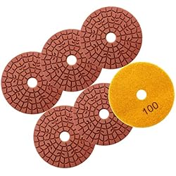 SHDIATOOL Marble Diamond Polishing Pads 100 Grit 4-Inch Sanding Pads for Granite Quartz Stone Set of 6 Pieces