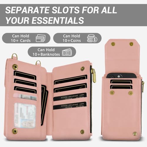 Women's RFID Crossbody Phone Bag, Crossbody Cell Phone Wallet - Adjustable straps Bag with 8 Card Slots & ZipperSlot3