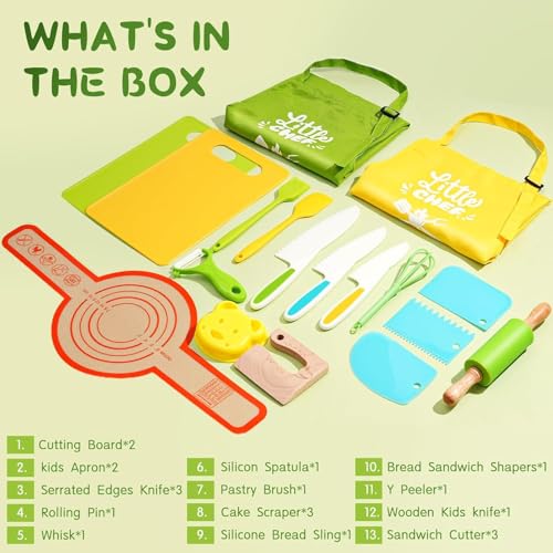 Image of Montessori Kitchen Tools for Toddlers-21PCS Kids Cooking Sets Real-Montessori Cooking Set for Toddlers Kids Chef Set with Children Safe Knives Cutting Set