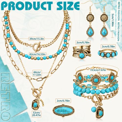 Image of Ecally Western Turquoise Jewelry Set for Women