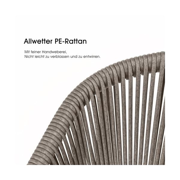 PURPLE LEAF Barhocker Rattan Steingrau (2er-Set)
