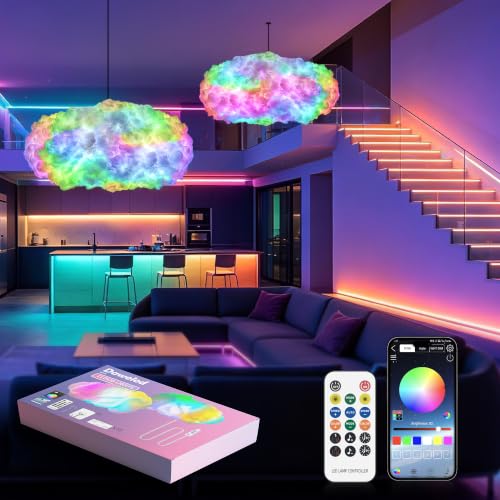 Image of Cloud LED Lights for Bedroom - Aesthetic Mood Light, Music Sync App Control Wall Light, 3D Ceiling Lamp Color Changing Strip Lights, Cool Stuff for Kids Room Decor, Cool lights for Room (New 2 Set)