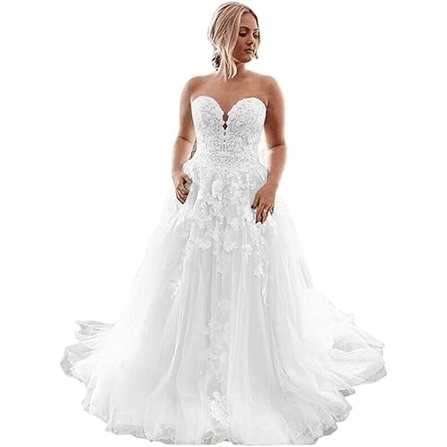 Fanciest Women's Lace Wedding Dresses for Bride 2023 Ball Gowns White