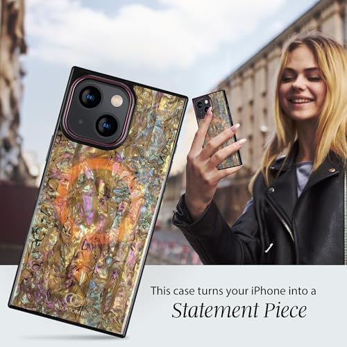 Image of COCOMII Rectangle for iPhone 15 Case, Eclipse Abalone Shell